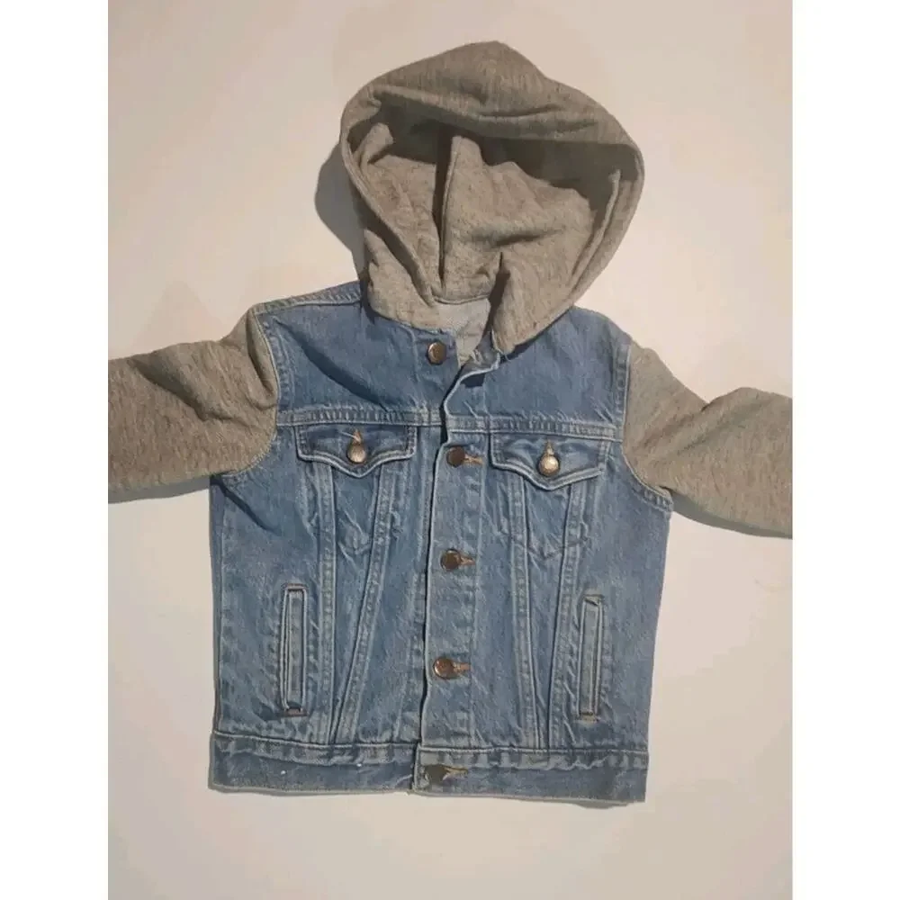 Vintage 80s 90s Kids Denim Jacket Hoodie USA Made Youth L7 Jean Trucker